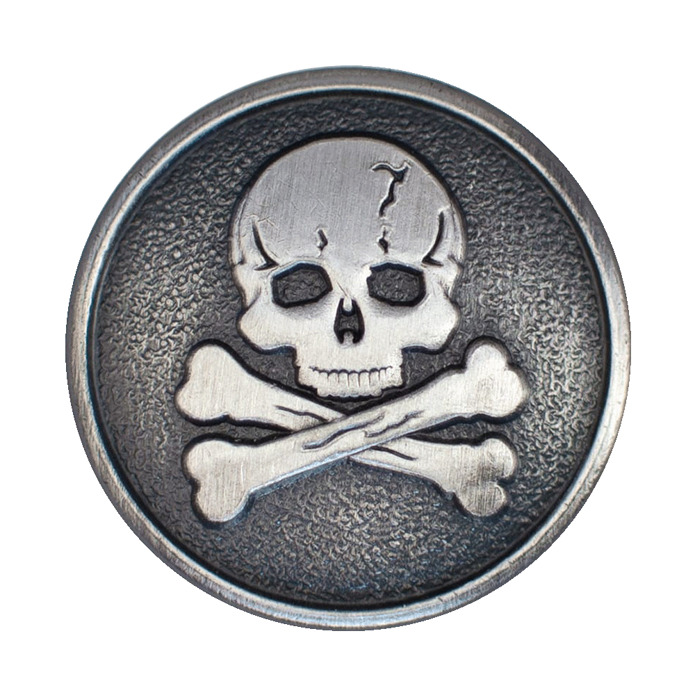 BUT 814 Skull and Crossbones Antique Silver